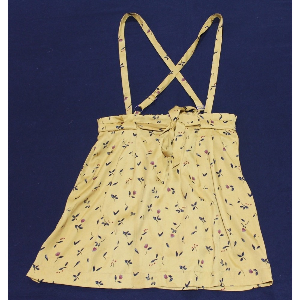 Urban Outfitters Mustard Floral Shortalls Womens Medium Adjustable Strap Romper